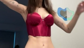 Ashley Matheson Wearing Her Favorite Red Fuck Top Teasing Onlyfans Leaked Tape