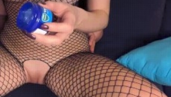 Bringing her to squirt and playing with super sexy boobs in a net Gif