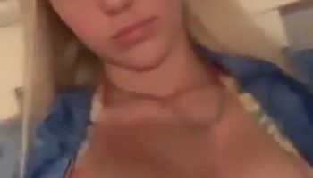 Gorgeous flawless young shows boobs and wet pussy