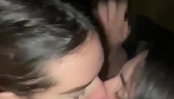Model Julia Gadziomska kissing on a private party