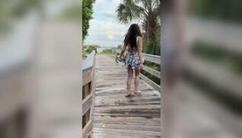 Asianhotwife Flashing on her way to the Beach