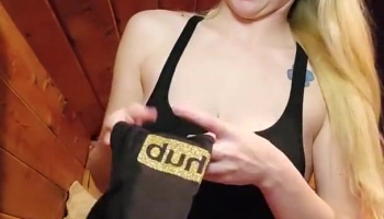 Barbi Blu just received a gift from Porn Hub so she is opening the box on camera