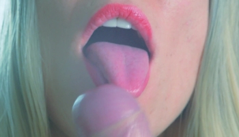 Very hot close up shot of a MILF jerking off her husband into her mouth