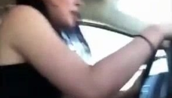 Gorgeous teen rides her boyfriend while driving