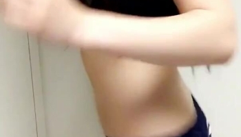 Skinny Gorgeous Asian Girl Stripteasing and Masturbate Video