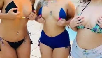 Yandralanna And Her Curvy Friends Exposes Their Boobs In Public Pool Party Video