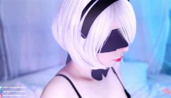 Cosplayer dressed as 2B from NieR:Automata sucking cock and fucking POV