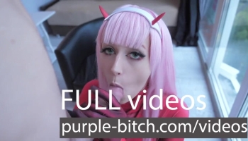 Zero Two Cosplay Slut Sucks Cock and Gets Her Ass Filled