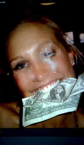 Cocaine tribute cum facial slut degraded with money in mouth