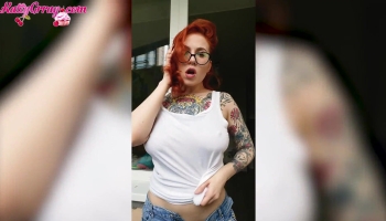 Kattygrray gets her tattooed body drenched in a homemade washing