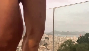 Aline Faria Gets her Pussy Stretches on Balcony Video