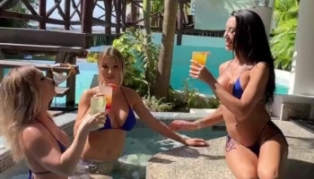 Corrieyee And Horny Lesbians Gets Naked Playing With Tits While Having Fun In Pool Party Onlyfans Video