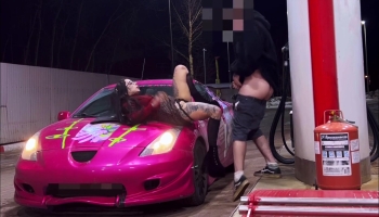 Hot girl fucks a total stranger at the gas station - Perfect public teen fuck movie