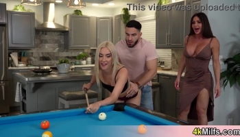 My blonde girlfriend and I got more than we bargained for when her stepmother joined us for a game of pool
