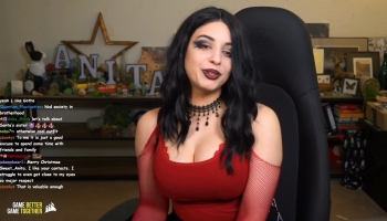Sweet Anita Big Titty Goth Red Outfit Twitch Clip