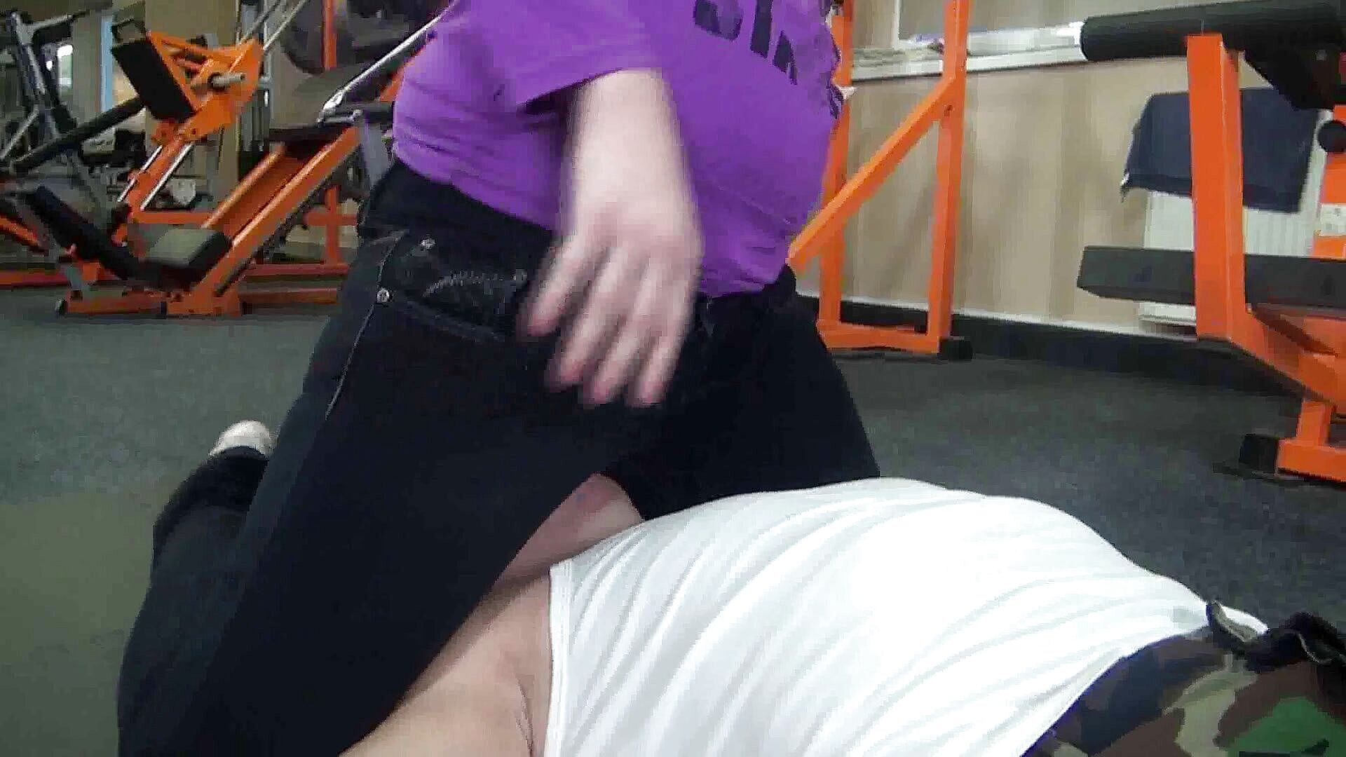 Hot fucking with European girls: Blonde slut with glasses and her slave in gym –  – Femdom Austria