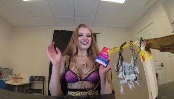 TheSpaceBimbo unboxes & plays with her toys in her tight blonde ass!