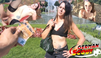 Deutsche Mina Rockz mit Euros zum Outdoor Castingsex überredet
